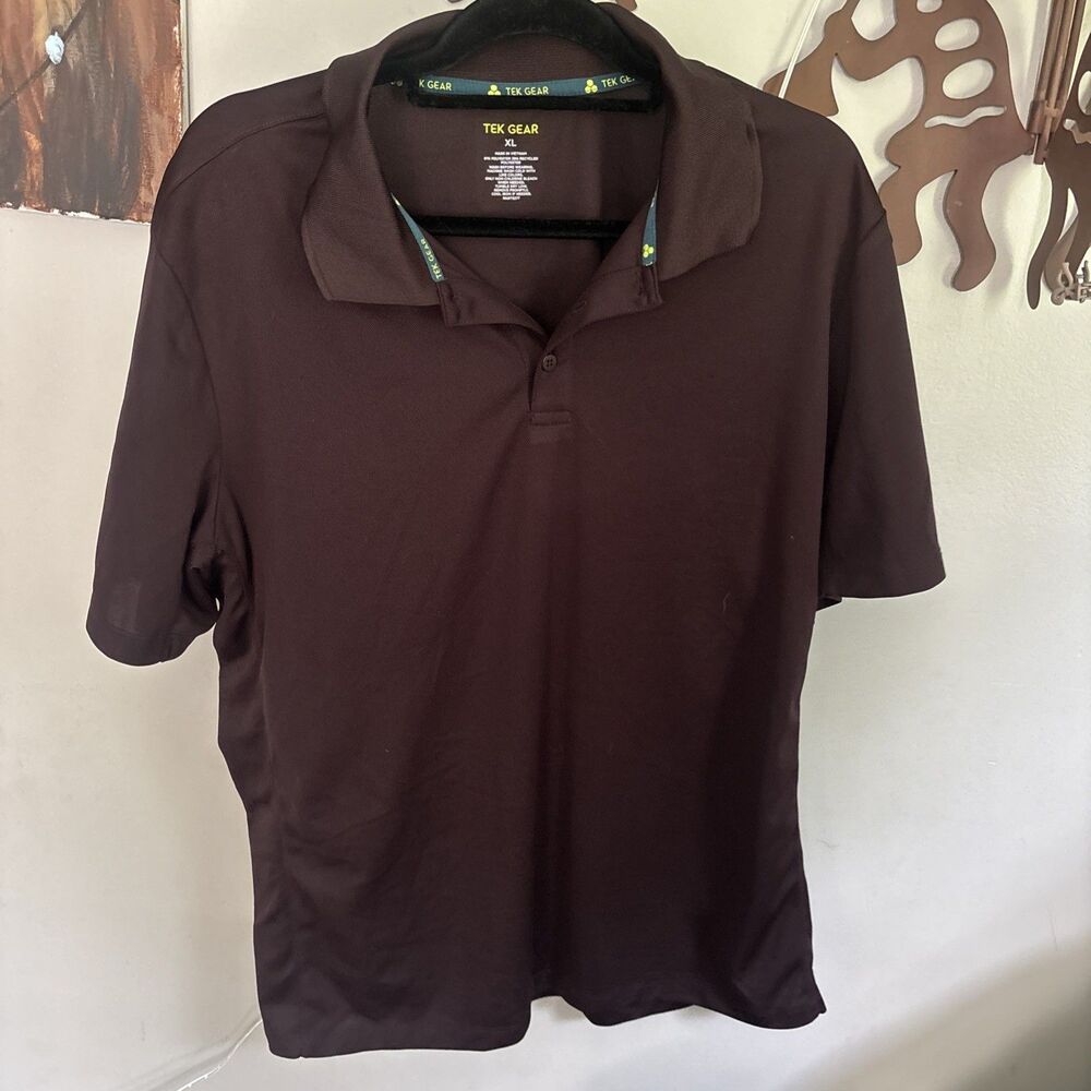 Tek Gear Men's Polo Shirt Size XL Brown Short Sleeve Performance Golf